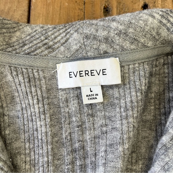 Evereve Lily Shawl Collar Pullover Women’s Large Gray Ribbed Soft Cozy V-neck - Picture 5 of 9
